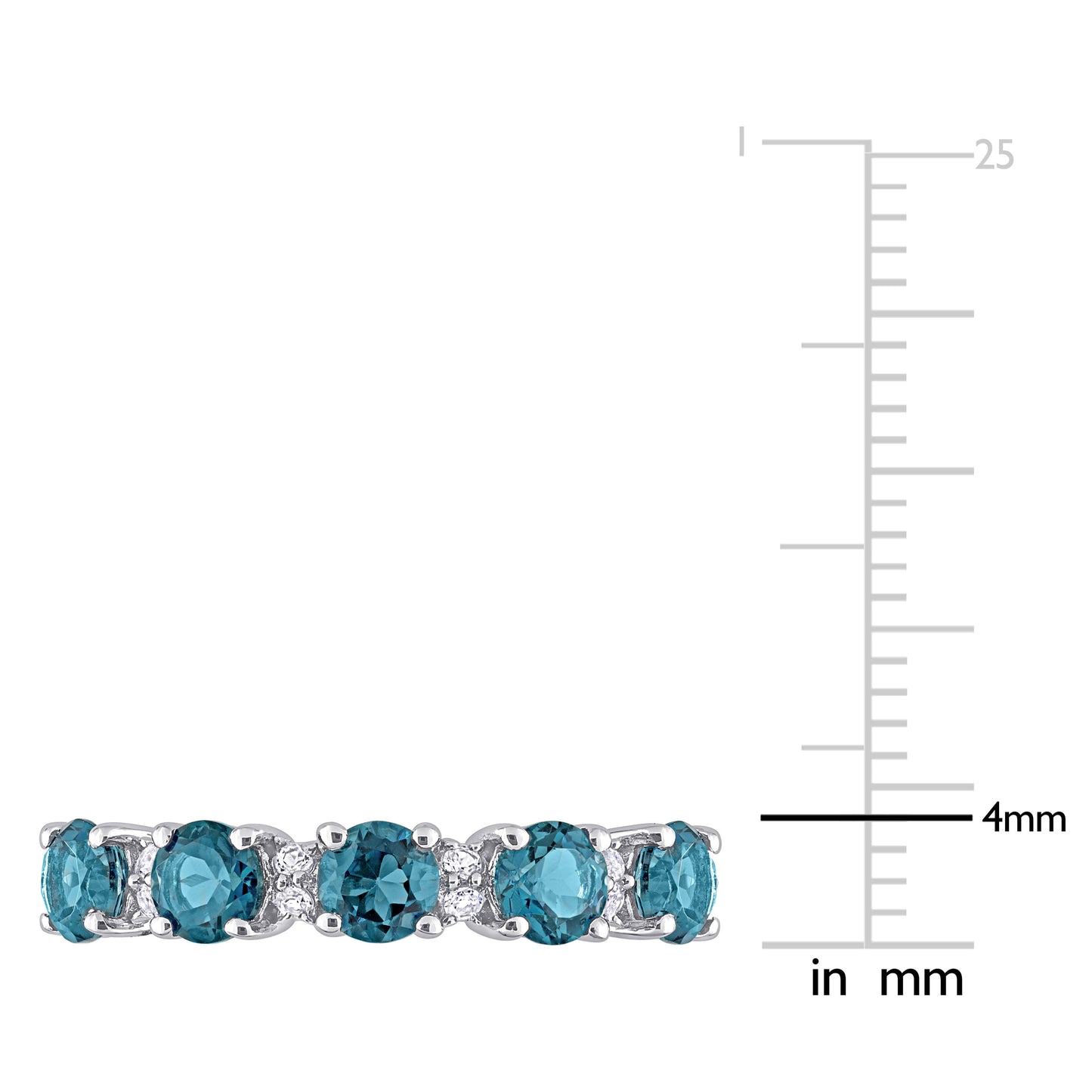 1 5/8ct Blue & White Topaz Semi Eternity Band in Sterling Silver