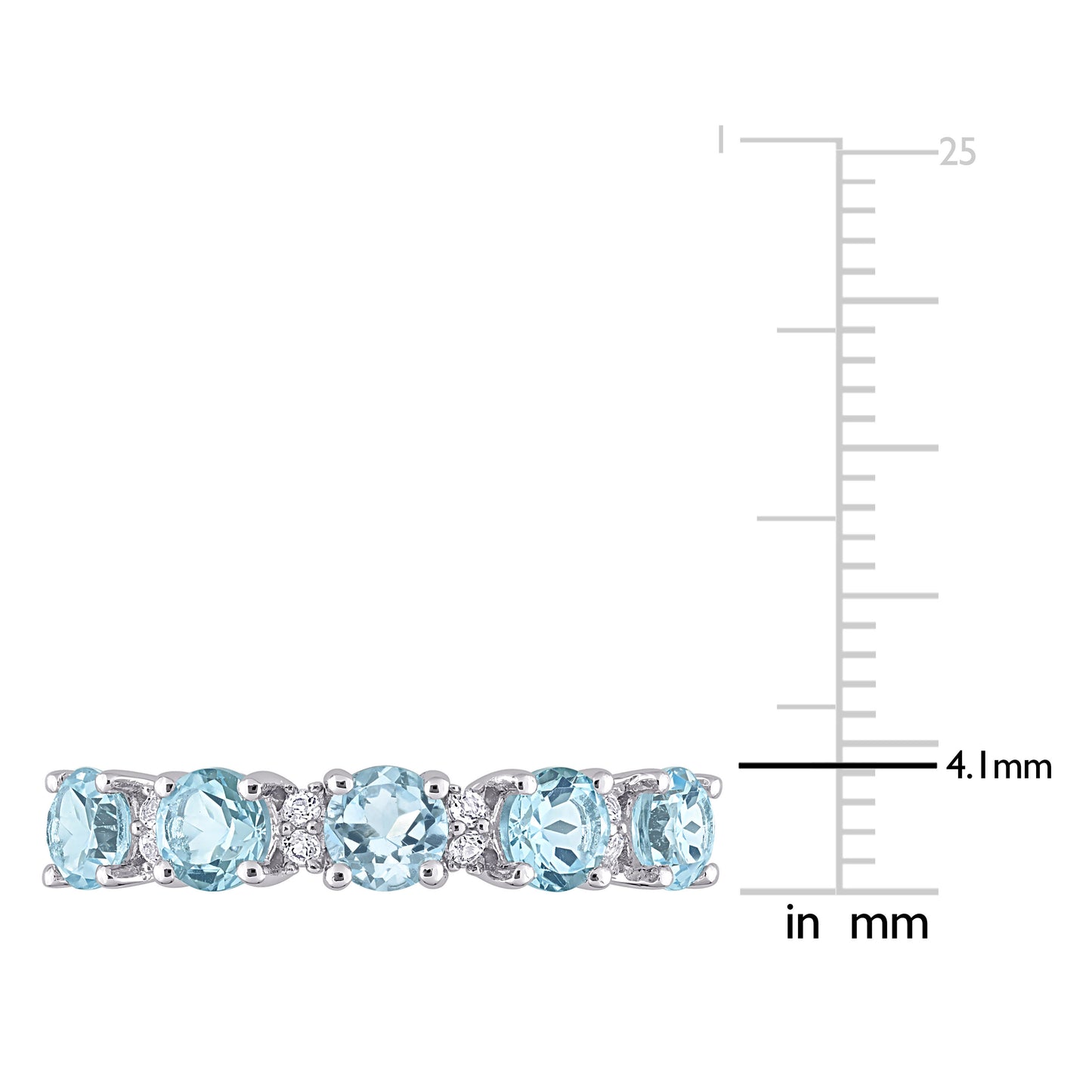 1 5/8ct Sky Blue & White Topaz Semi Eternity Band in Sterling Silver