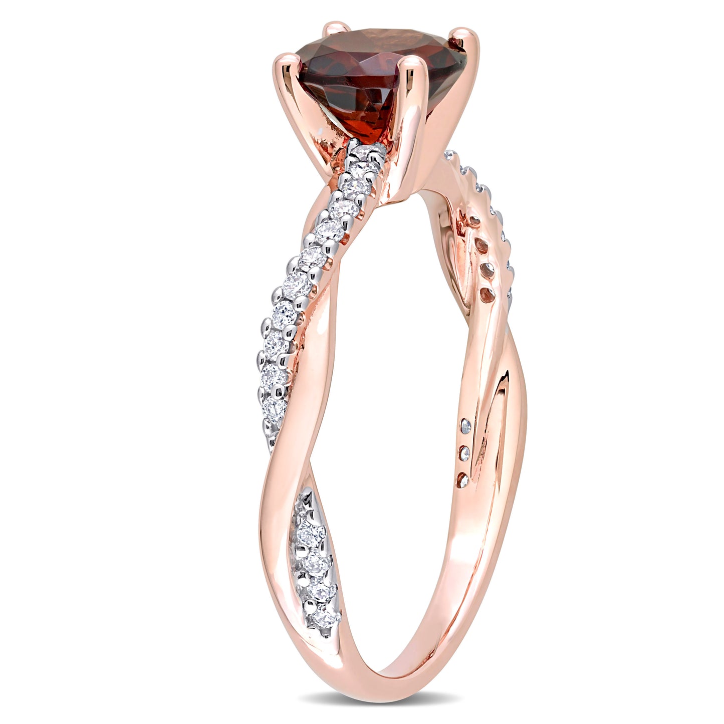 Garnet & Diamond Infinity Ring in 14k Rose Gold