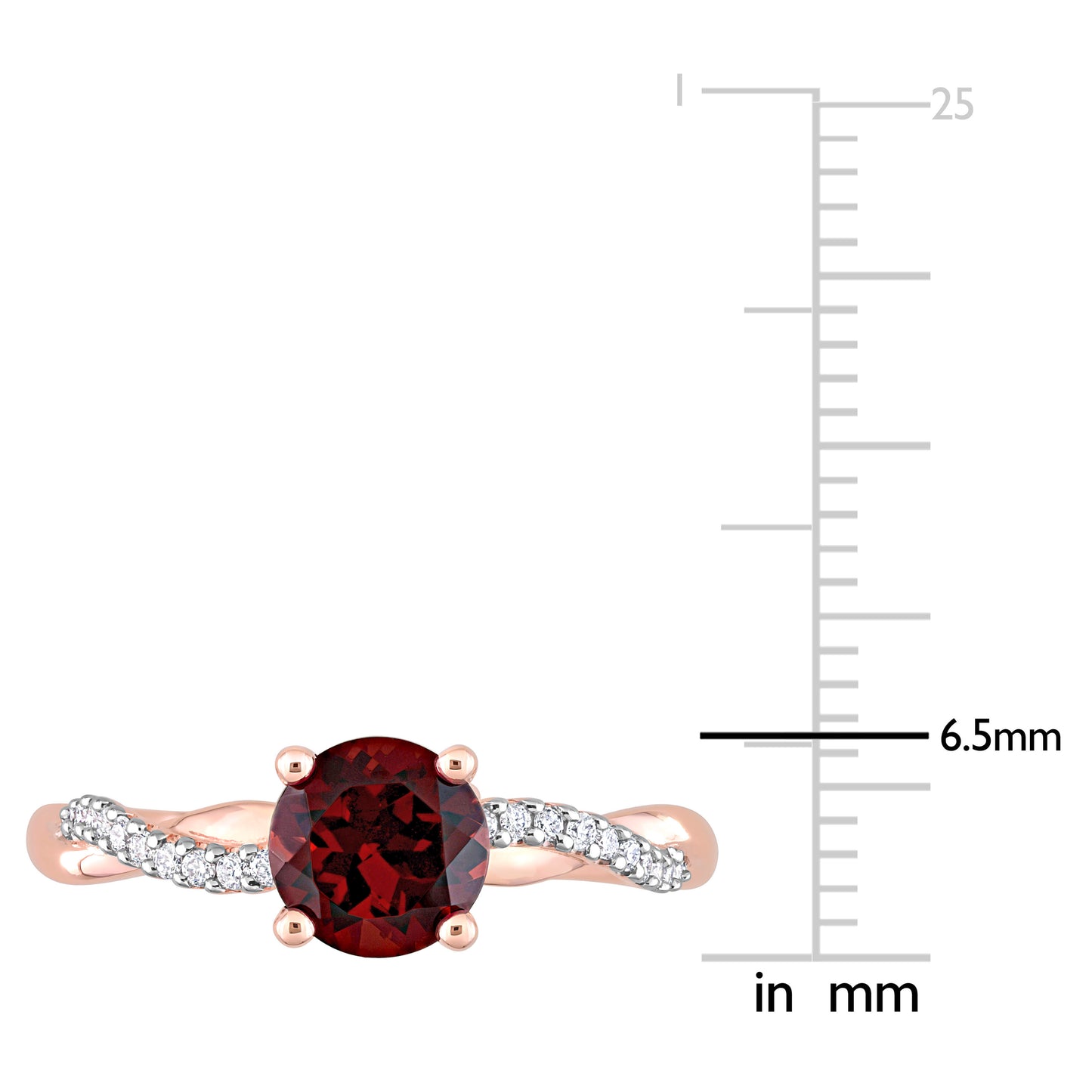 Garnet & Diamond Infinity Ring in 14k Rose Gold
