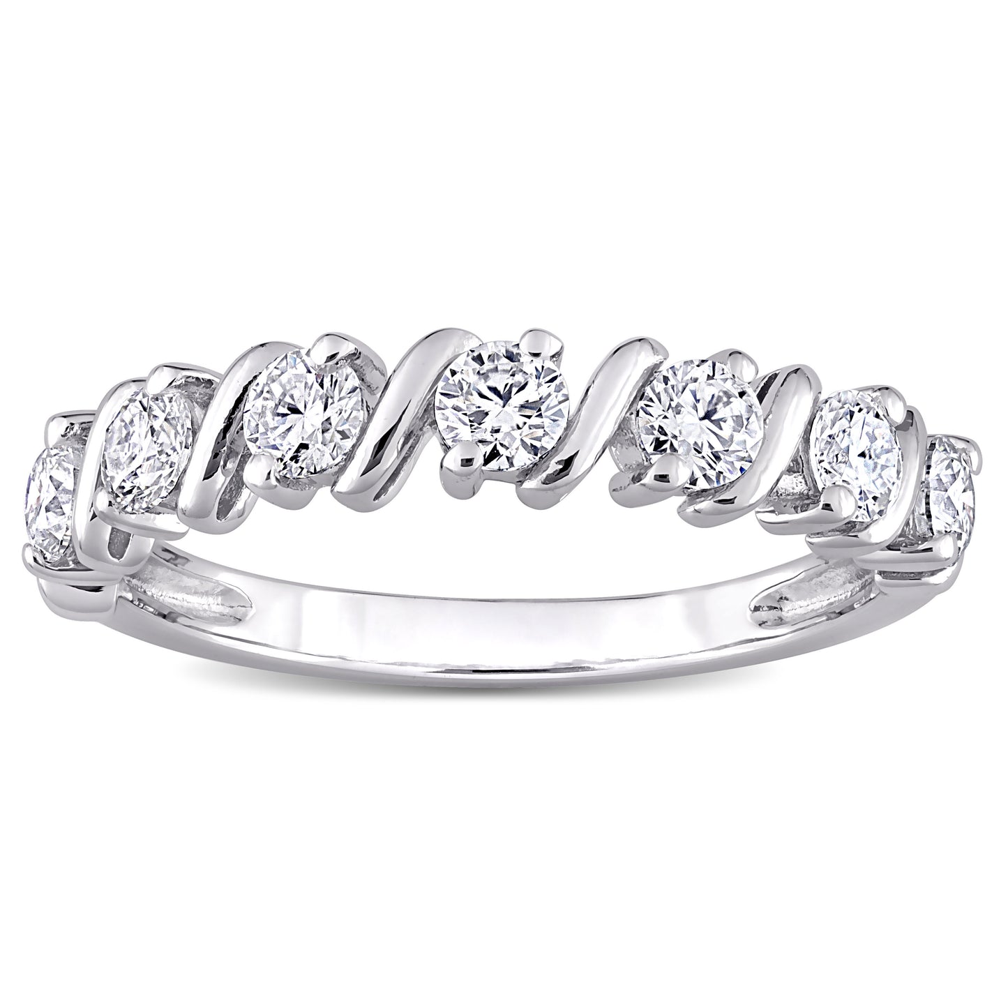 3/4ct Moissanite Semi-Eternity Band Sterling Silver