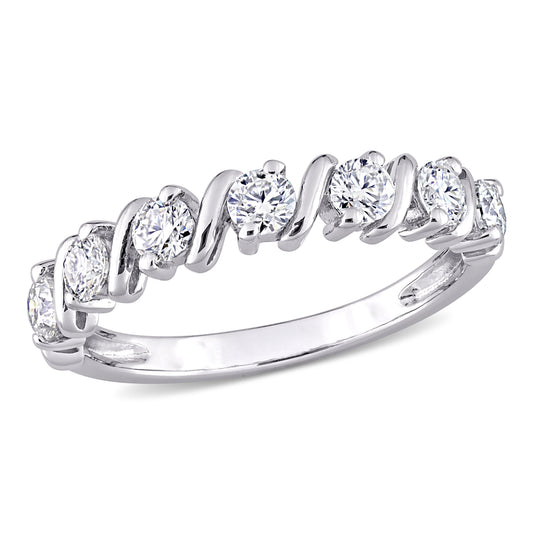 3/4ct Moissanite Semi-Eternity Band Sterling Silver