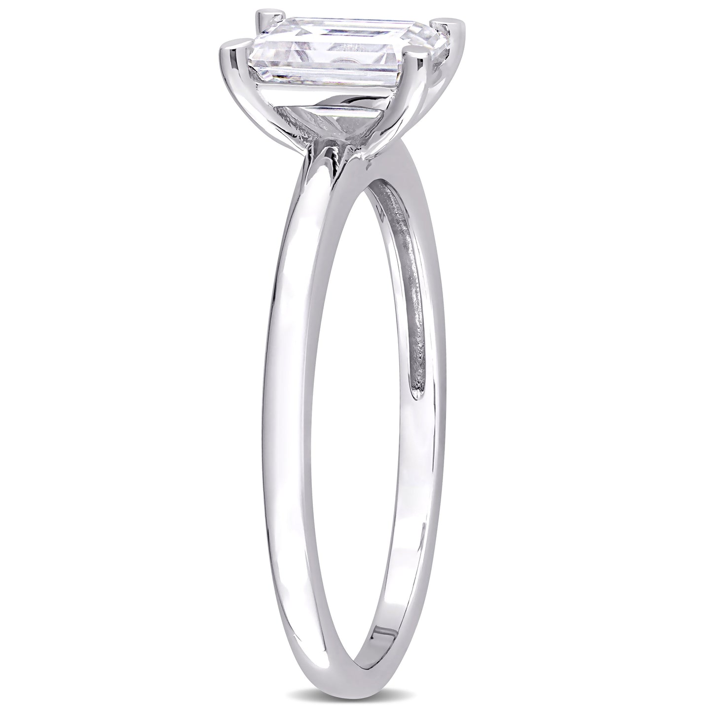1ct Emerald Cut Moissanite Ring in Sterling Silver