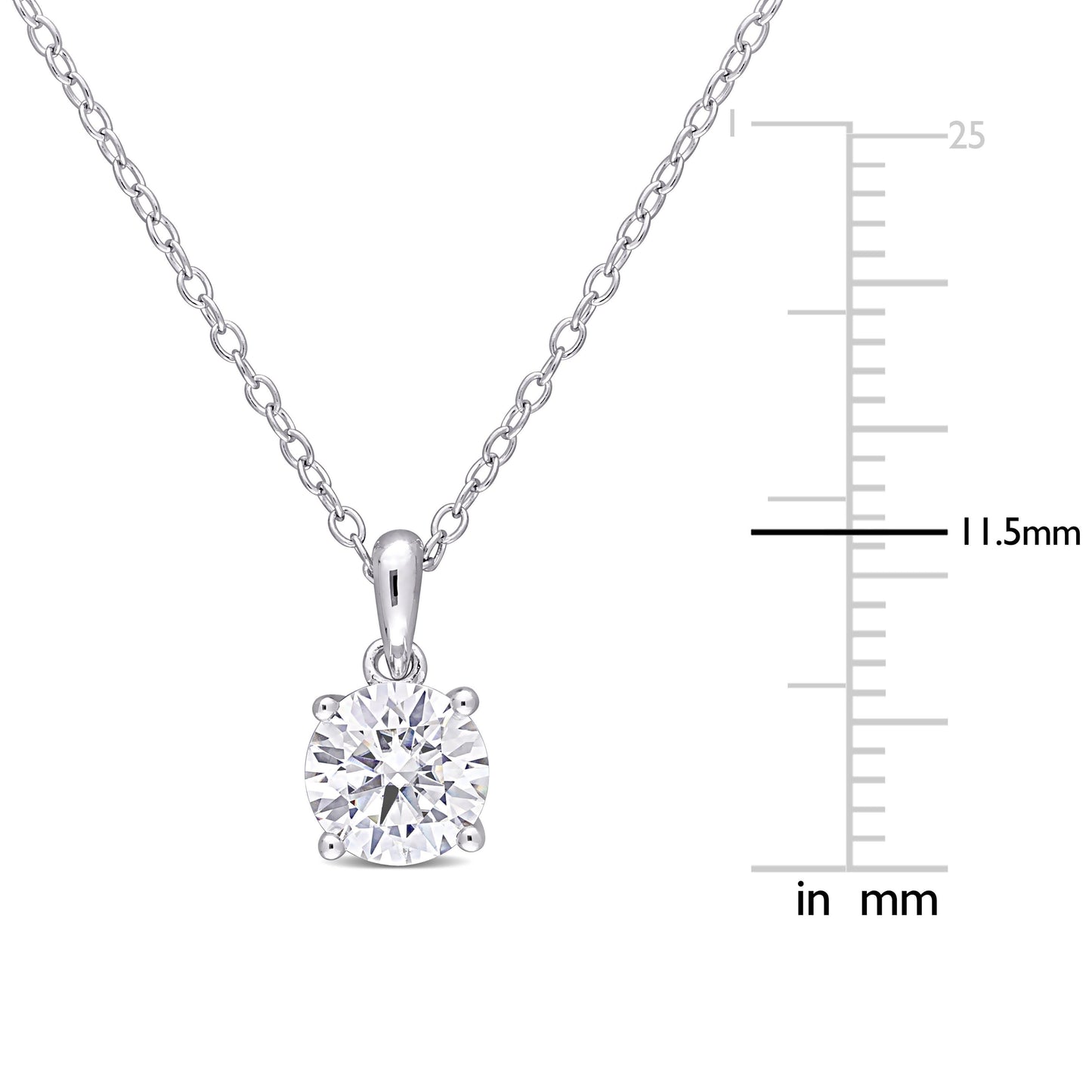 1ct Moissanite Pendant in Sterling Silver
