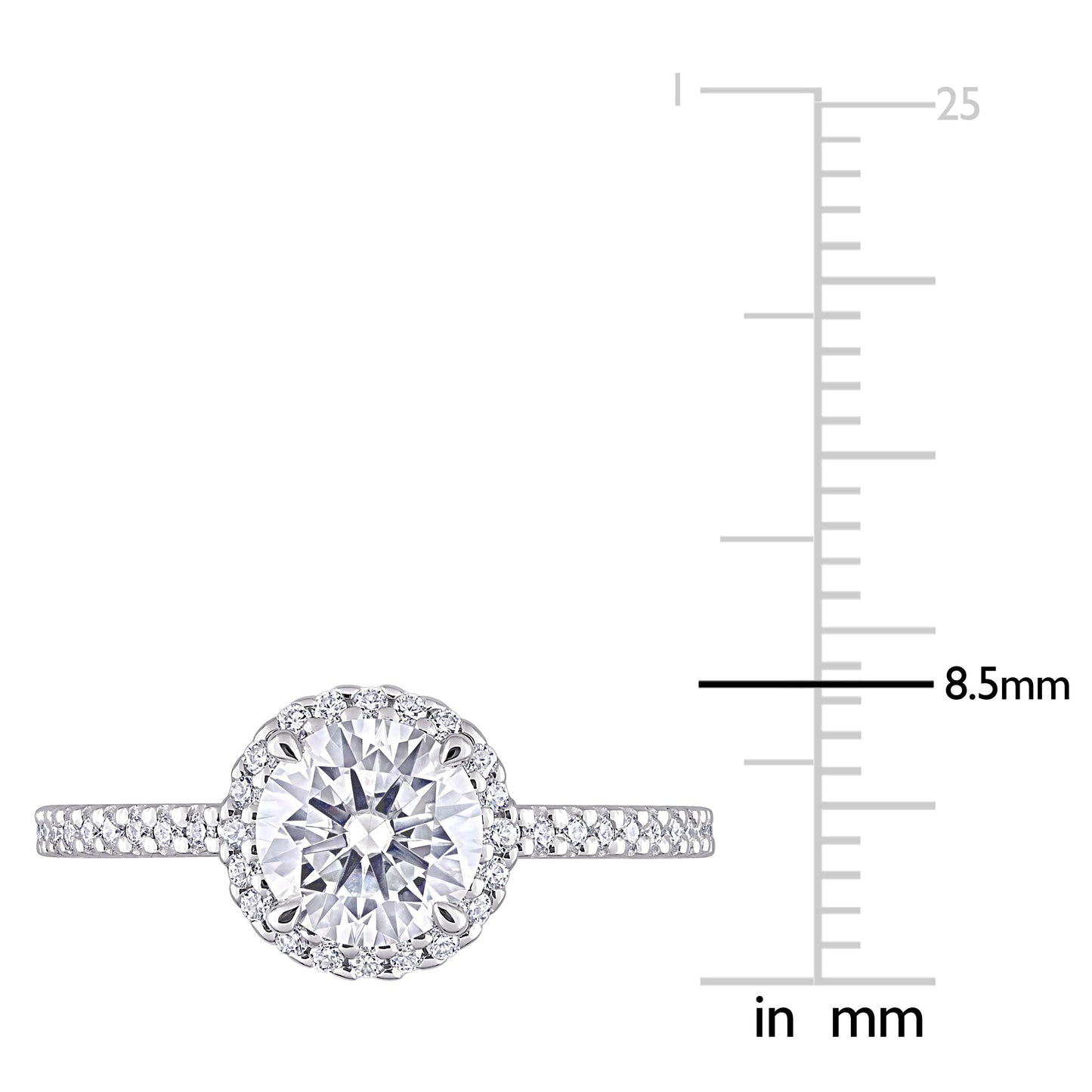 1 1/4ct Round Cut Moissanite Halo Ring in Sterling Silver