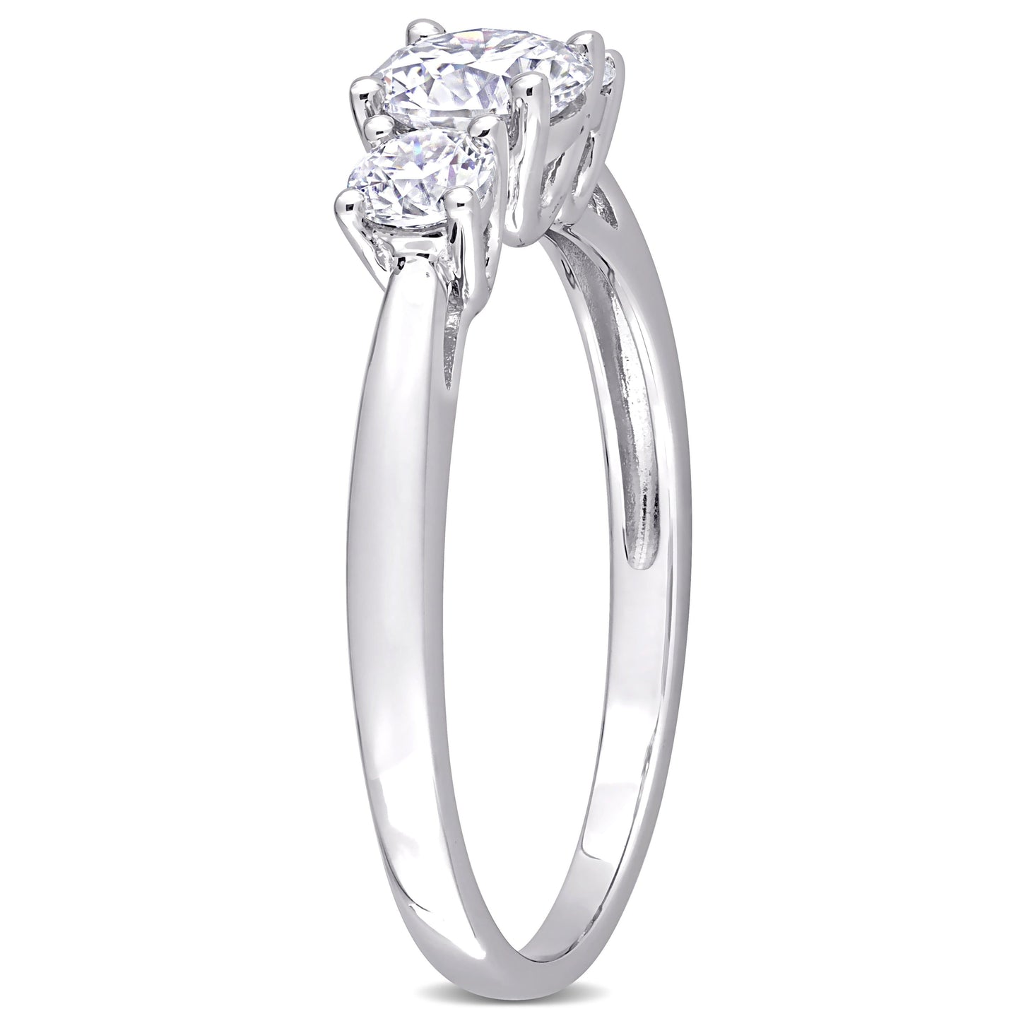 1ct Three Stone Moissanite Ring in Sterling Silver