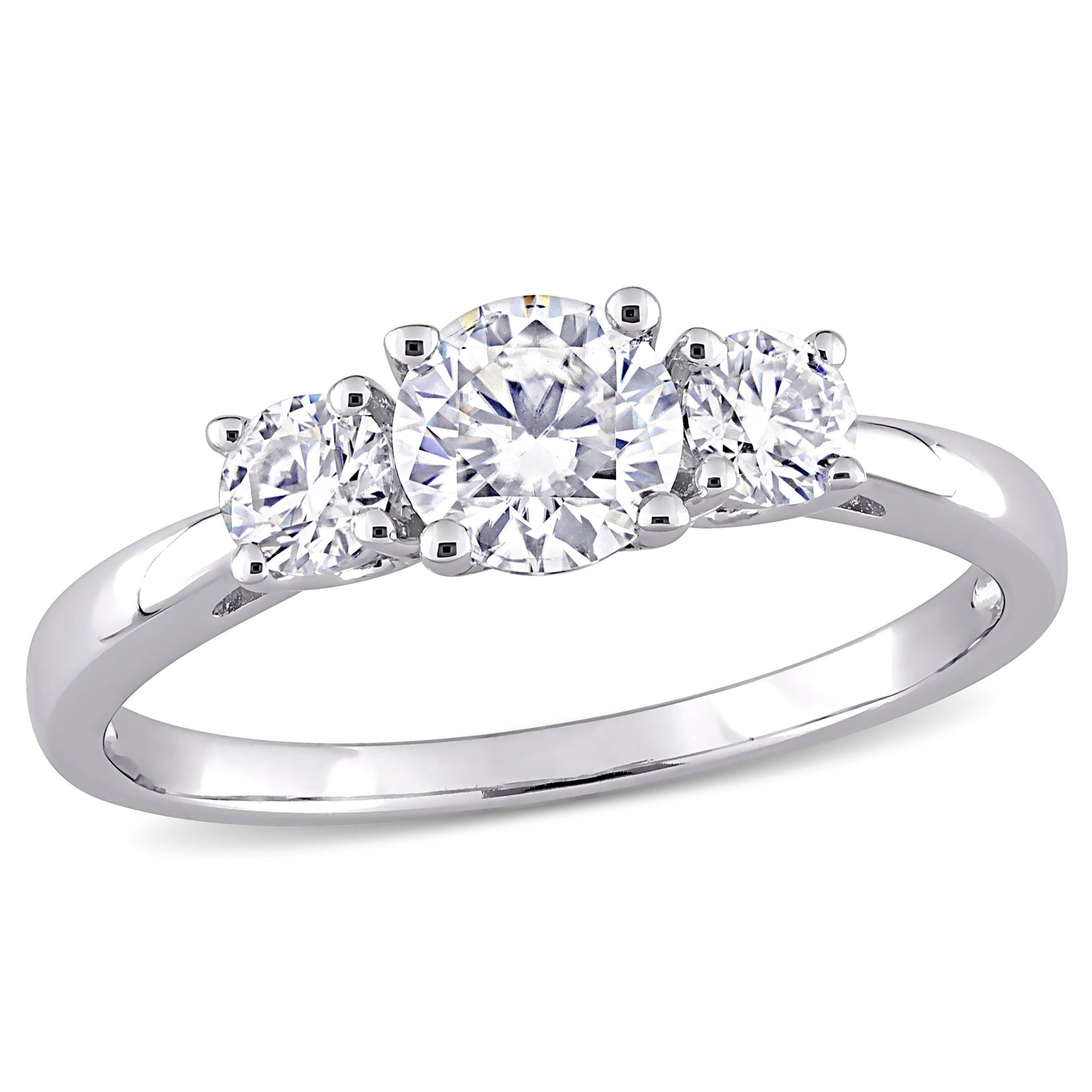 1ct Three Stone Moissanite Ring in Sterling Silver