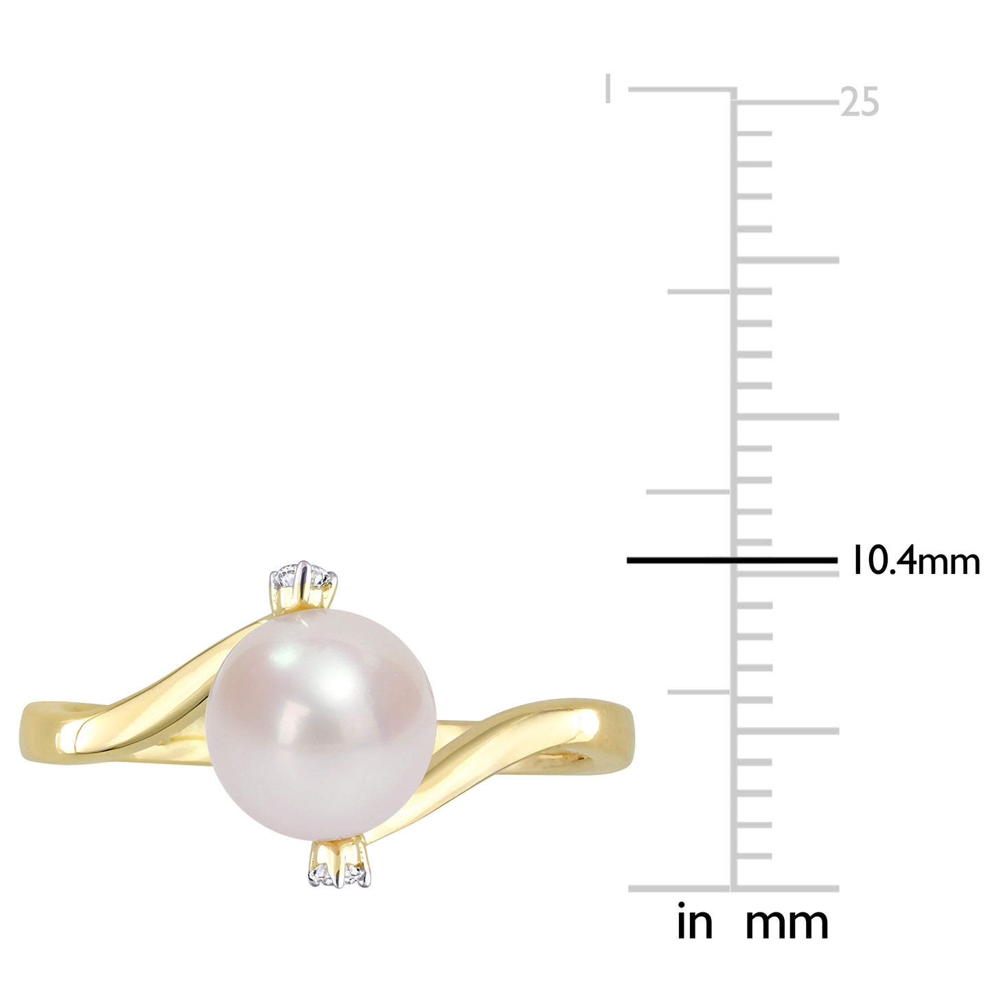 Pearl & Diamond Accent Bypass Ring in 10k Yellow Gold