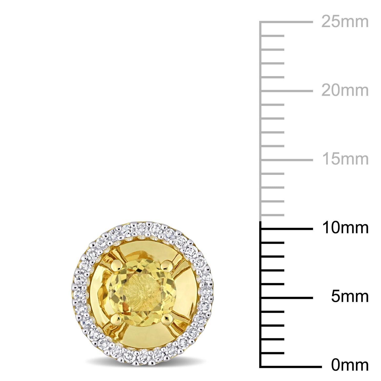 Citrine & Diamond Halo Earrings in 10k Yellow Gold