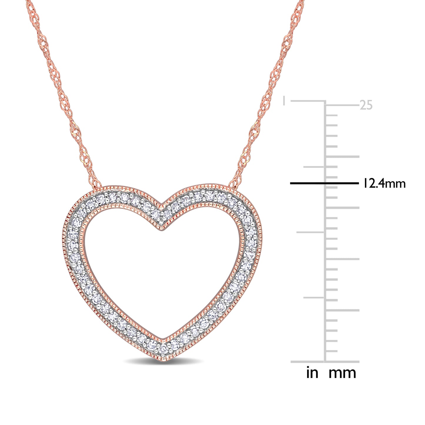 Open Heart Diamond Necklace in 14k Rose Gold