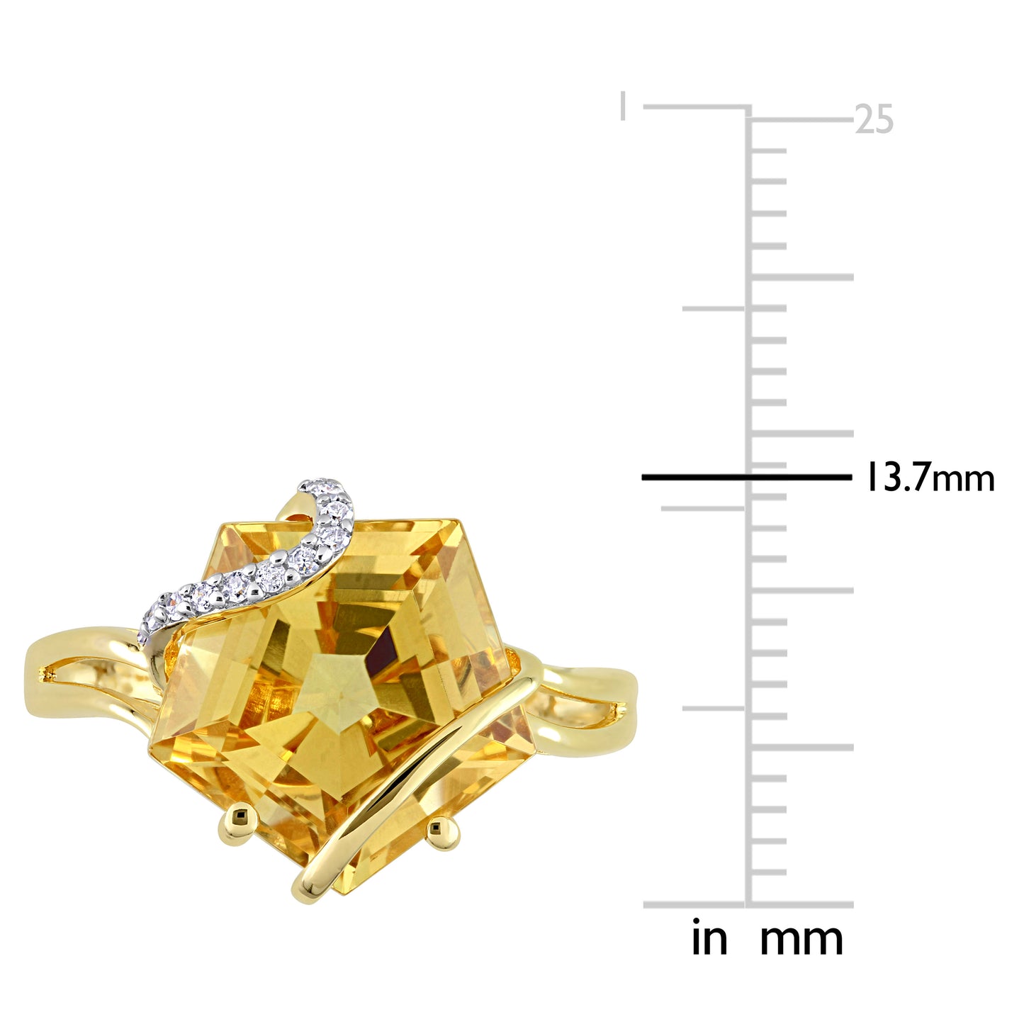 0.06ct Diamond & 6ct Citrine Ring Yellow Silver