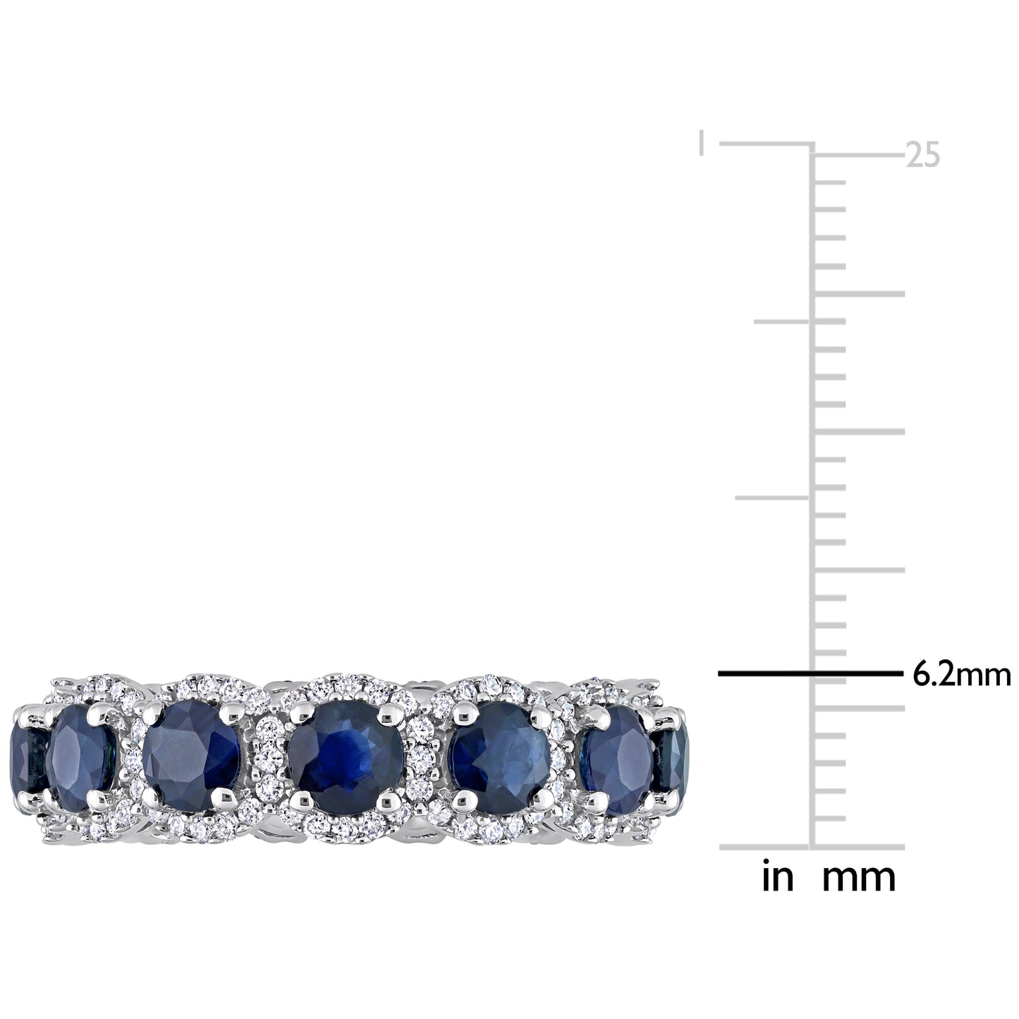 1 5/8ct Blue & White Sapphire Ring in Sterling Silver