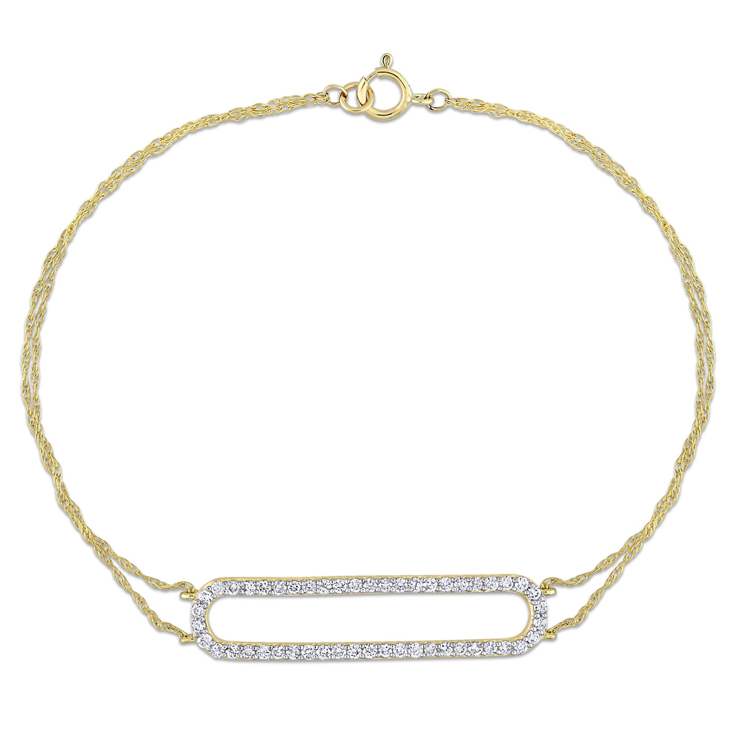 Rectangular Diamond Bar Bracelet in 10k Yellow Gold