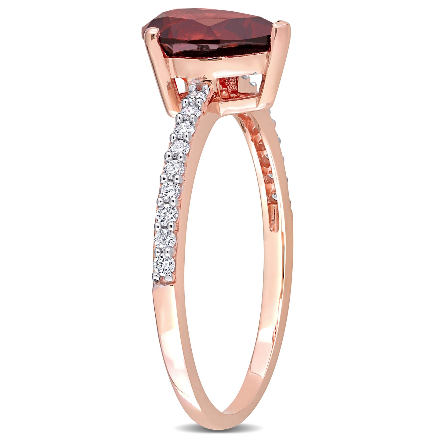 Garnet & Diamond Pear Cut Ring in 14k Rose Gold