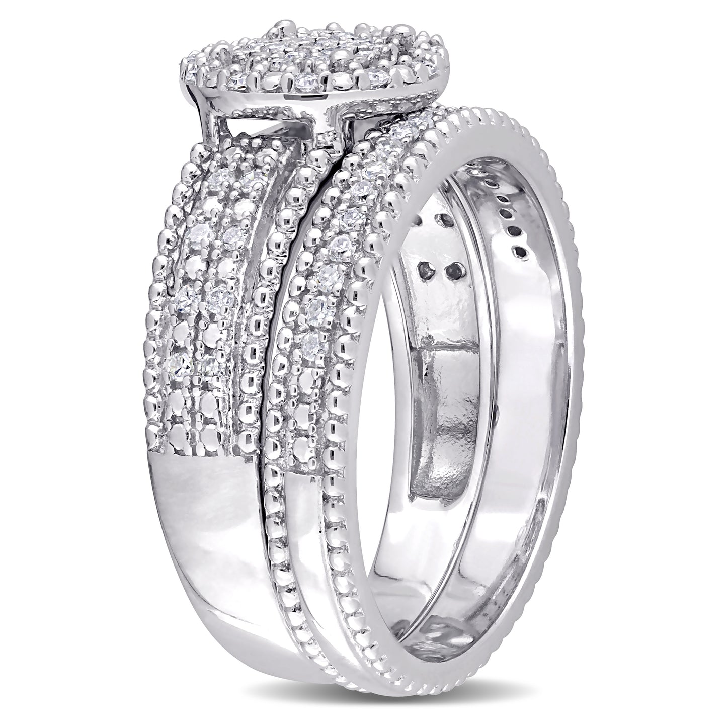 1/3ct Round Diamond Wedding Set in Sterling Silver