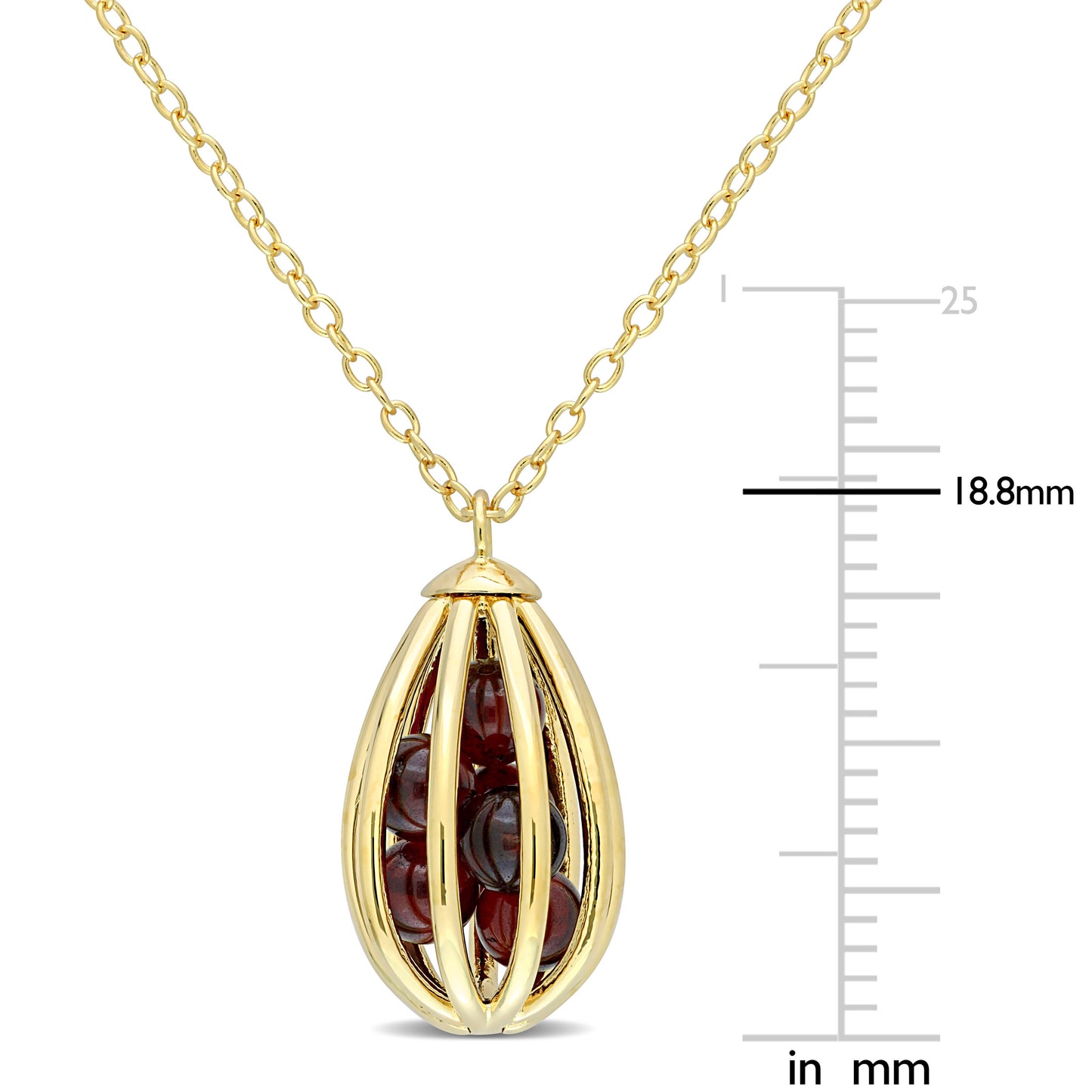 3 5/8ct Garnet Cage Necklace in Yellow Silver