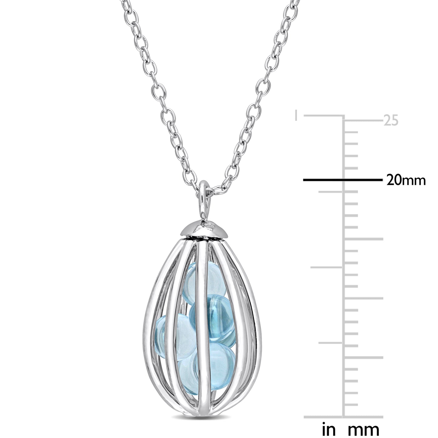 3 5/8ct Blue Topaz Cage Necklace in Sterling Silver
