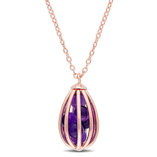 2 3/4ct Amethyst Cage Necklace in Rose Silver