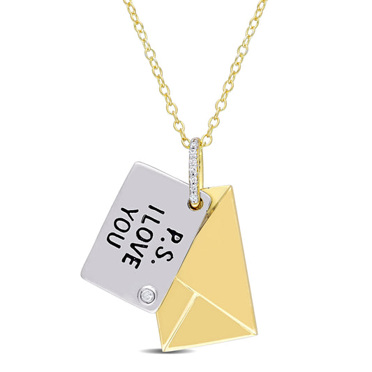 "I Love You" Diamond Letter Necklace in Yellow Silver