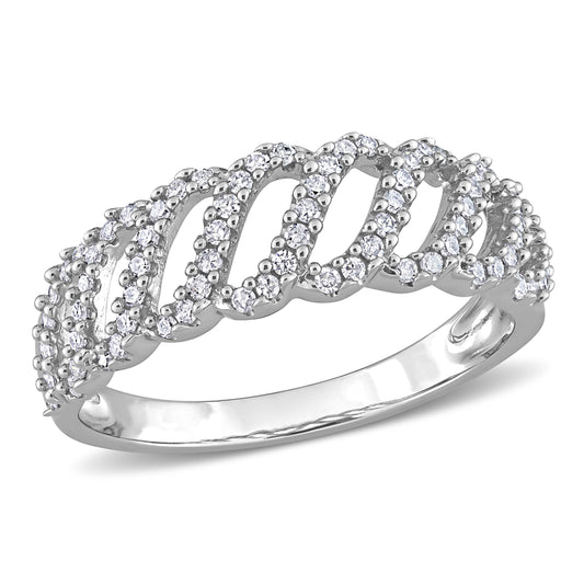 Diamond Wave Band in 10k White Gold