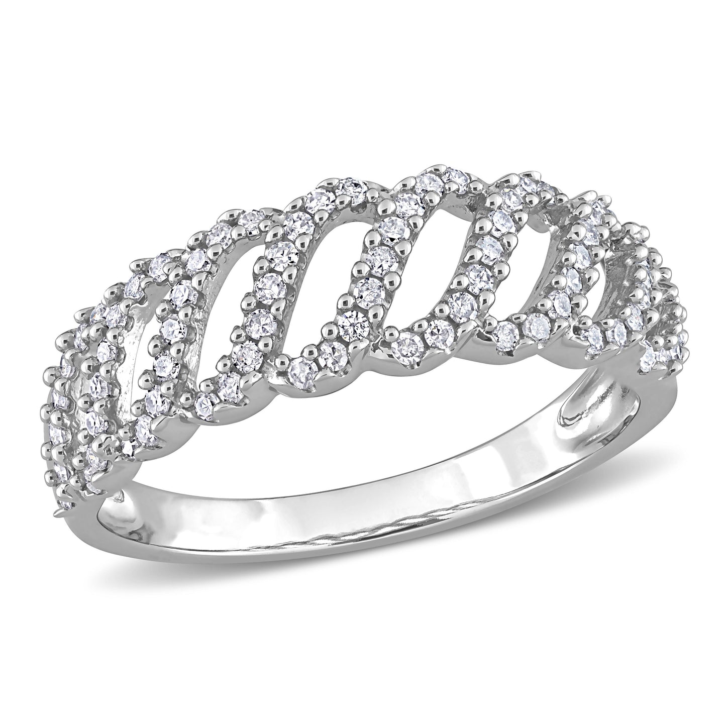 Diamond Wave Band in 10k White Gold