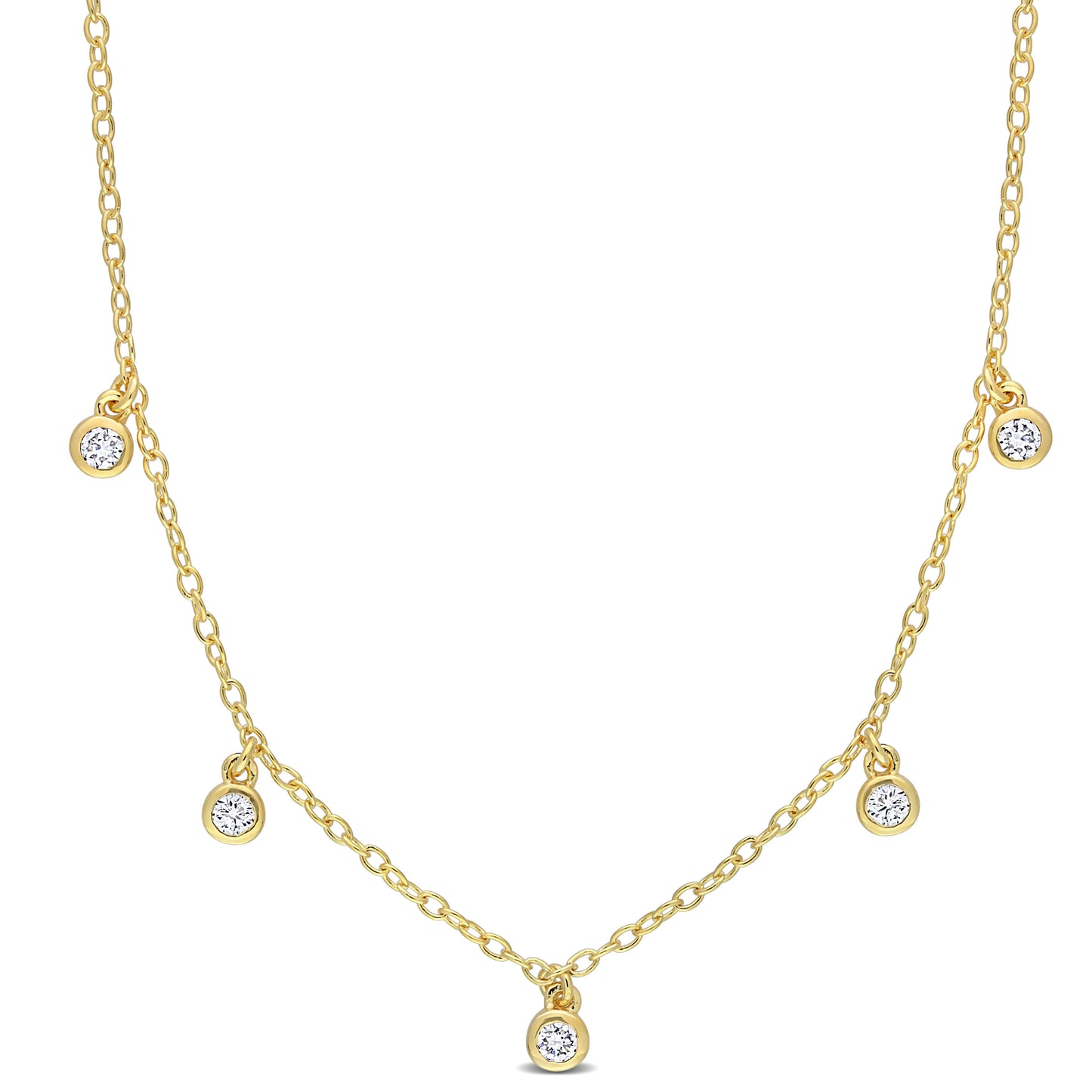 Diamond Station Necklace in 10k Yellow Gold