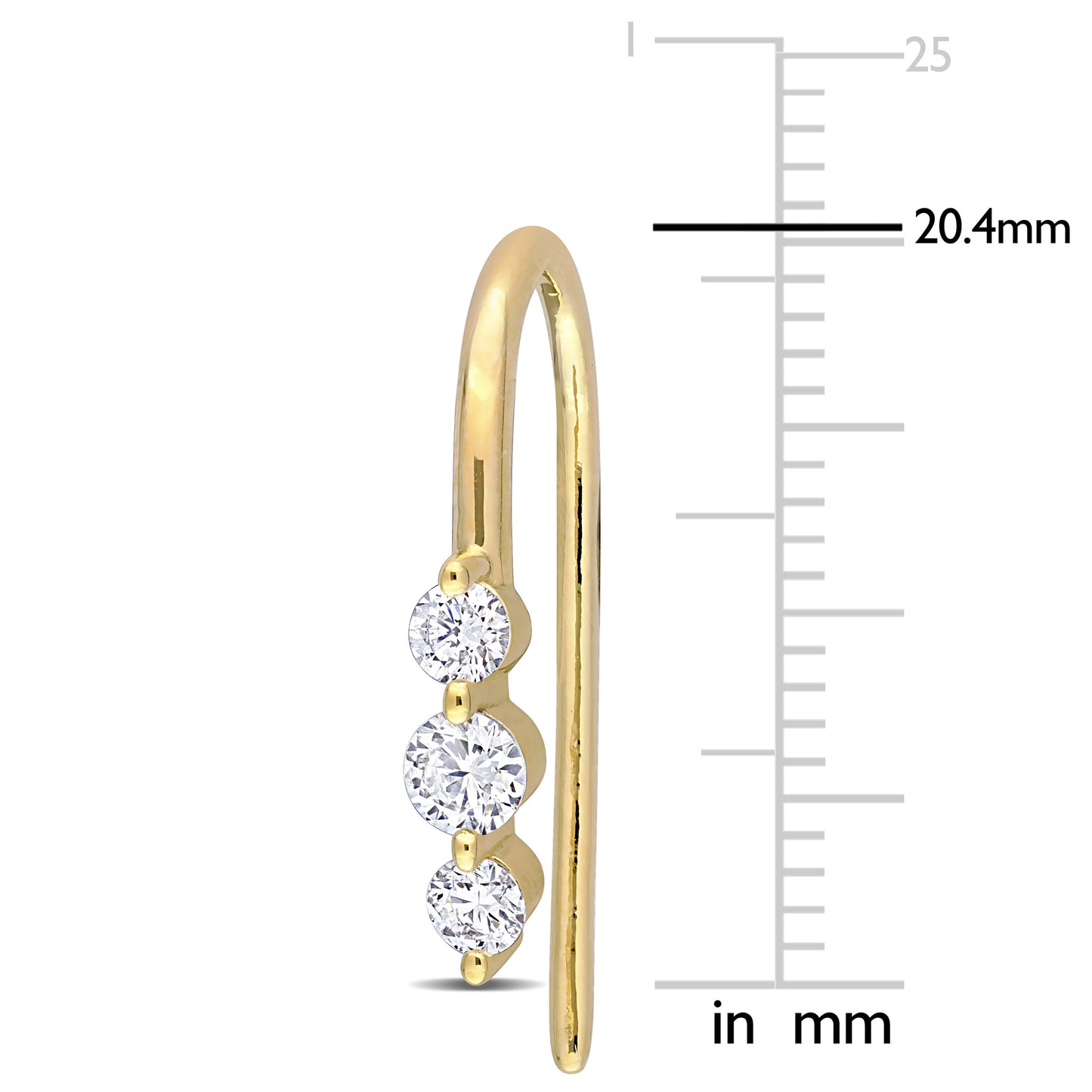 3-Stone Hook Diamond Earrings in 18k Yellow Silver