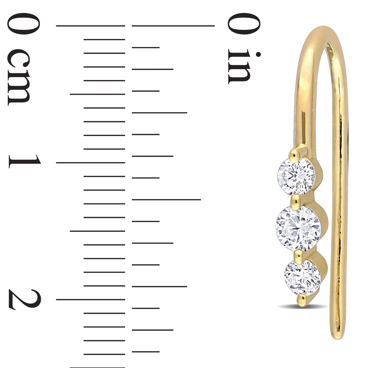 3-Stone Hook Diamond Earrings in 18k Yellow Silver