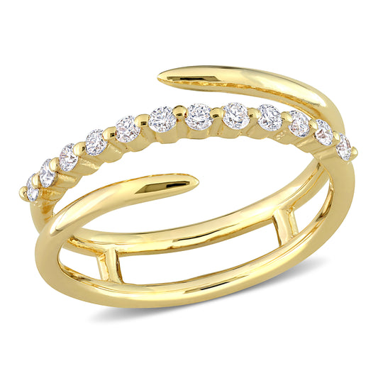 Diamond Crossover Ring in 18k Yellow Gold Plated