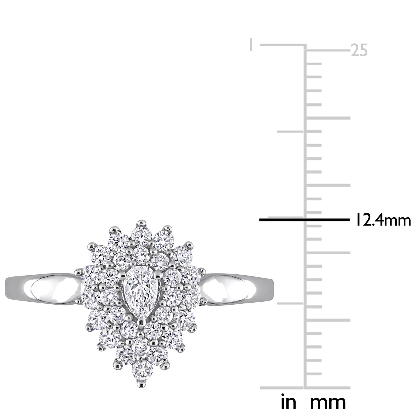 Double Halo Pear Cut Diamond Ring in 14k White Gold