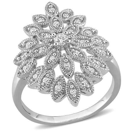 Diamond Cluster Ring in Sterling Silver