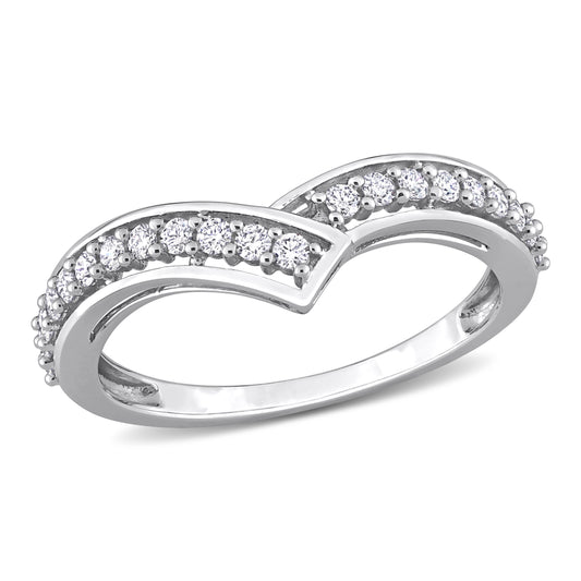 Curved Diamond Semi Eternity Ring in 10k White Gold