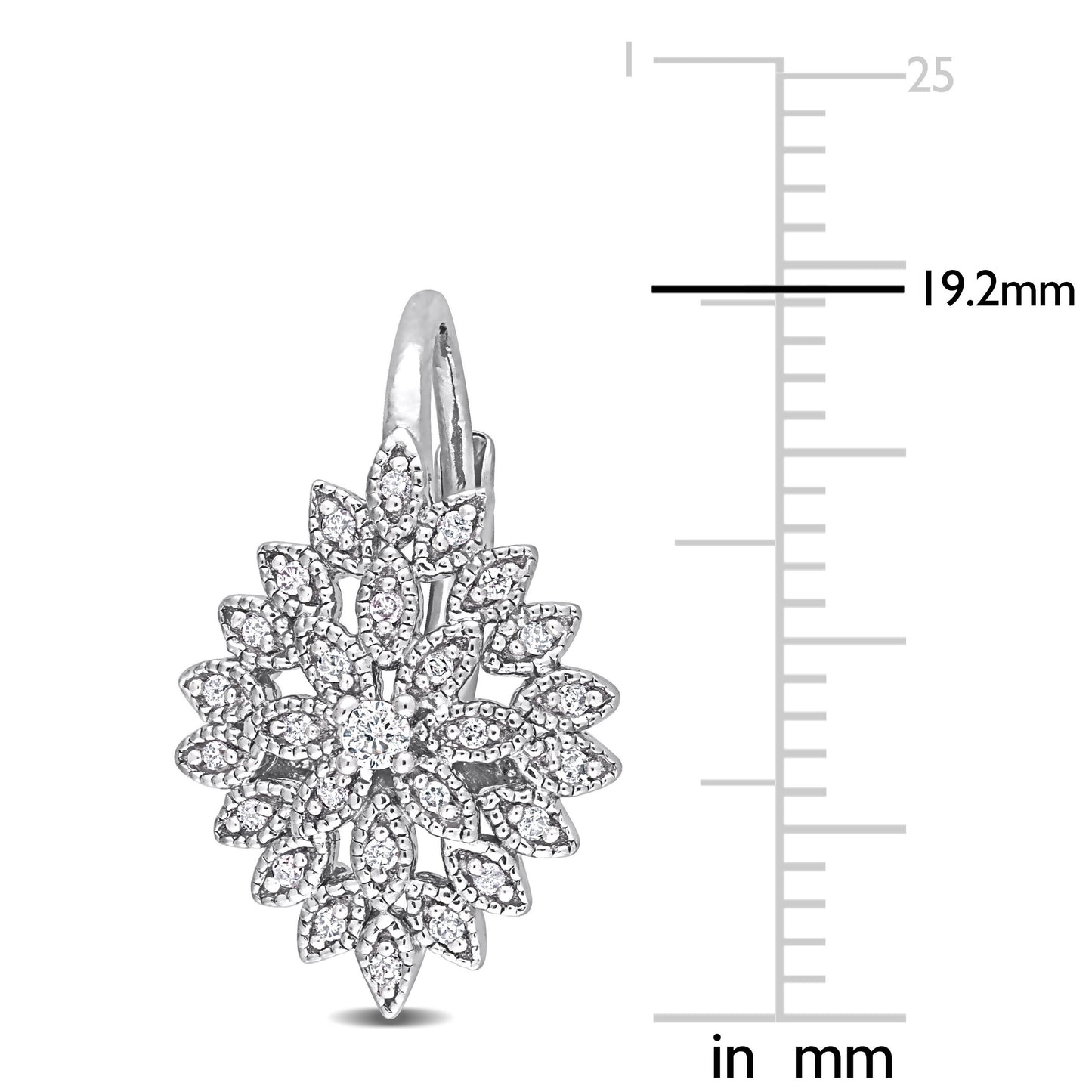 Diamond Cluster Earrings in Sterling Silver