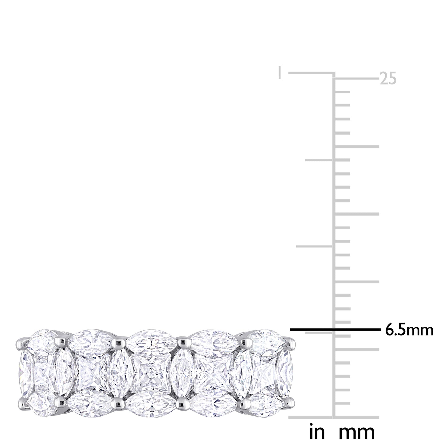 Marquise & Princess Moissanite Ring in Sterling Silver