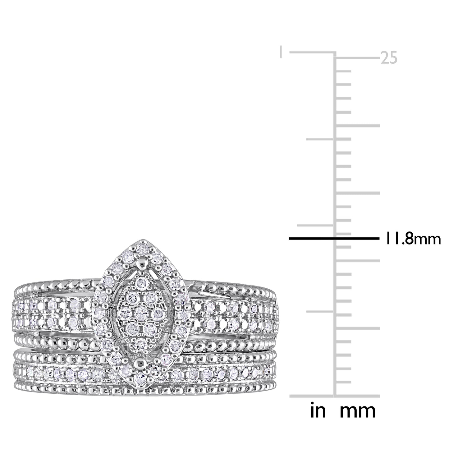 1/3ct Diamond Wedding Set in Sterling Silver