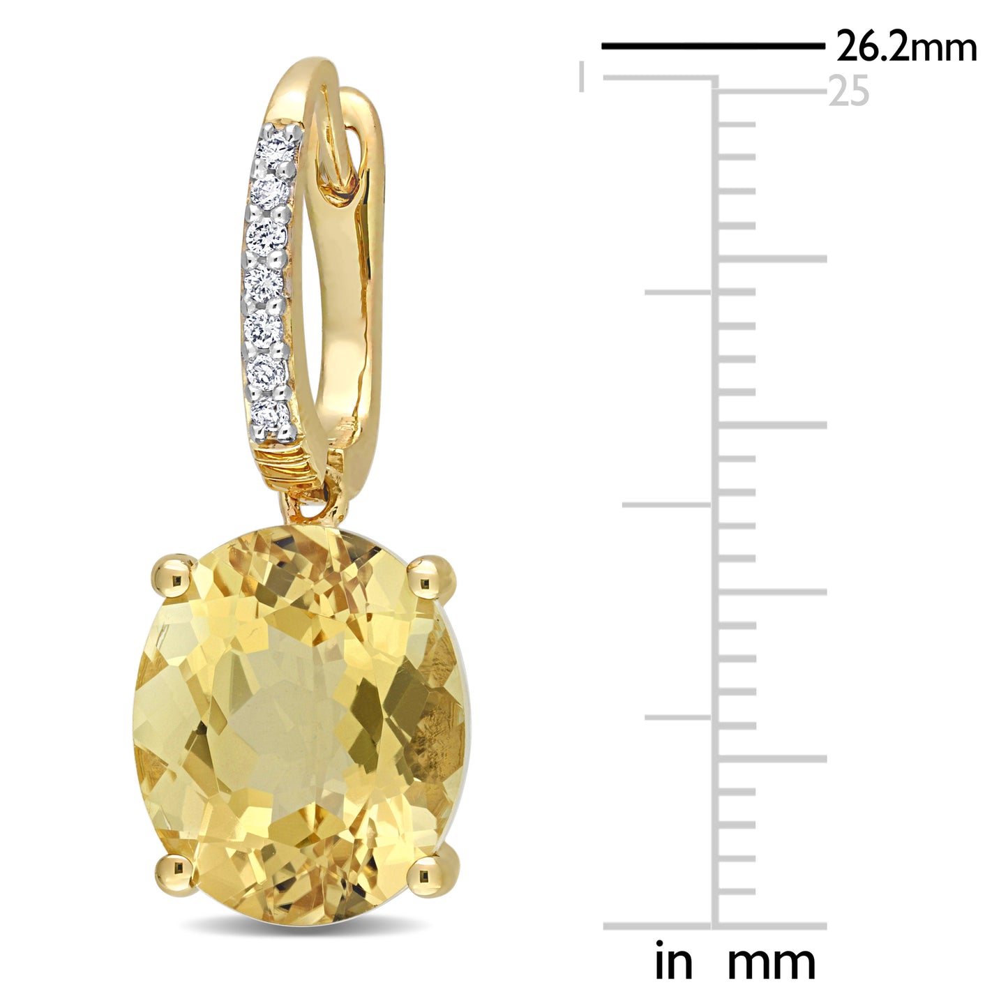 Citrine & Diamond Earrings in 14k Yellow Gold