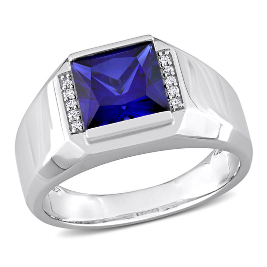 Sapphire & Diamond Ring in 10k White Gold