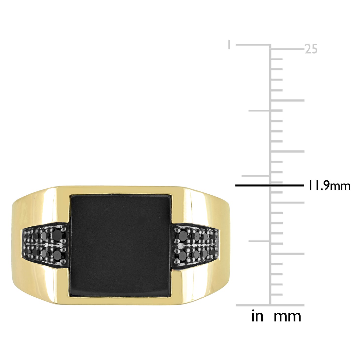 Black Onyx & Black Diamond Ring in 10k Yellow Gold