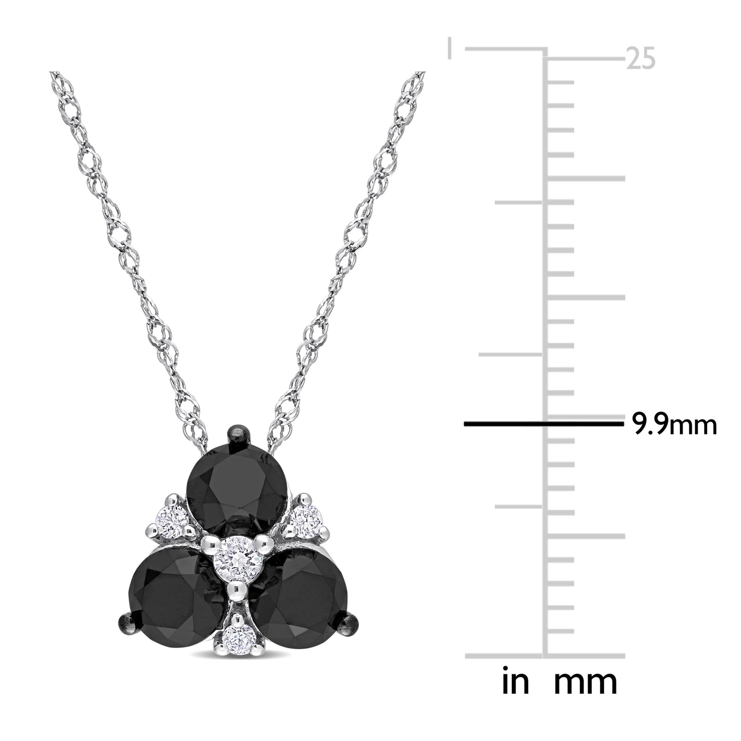 Black & White Diamond Cluster Necklace in 10k White Gold