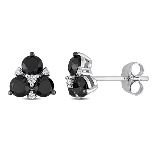 Black &White Diamond Studs in 10k White Gold