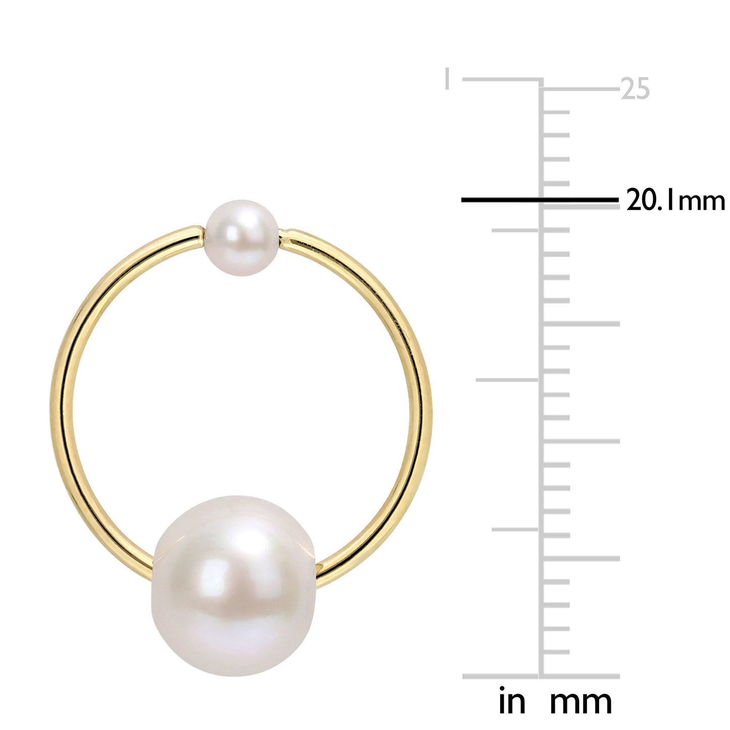 Pearl Hoops in 14k Yellow Gold