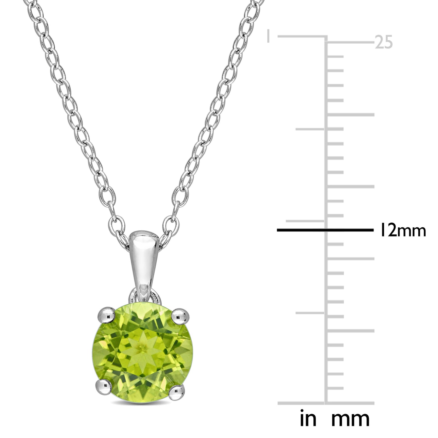 1 1/2ct Peridot Solitaire Pendant in Sterling Silver