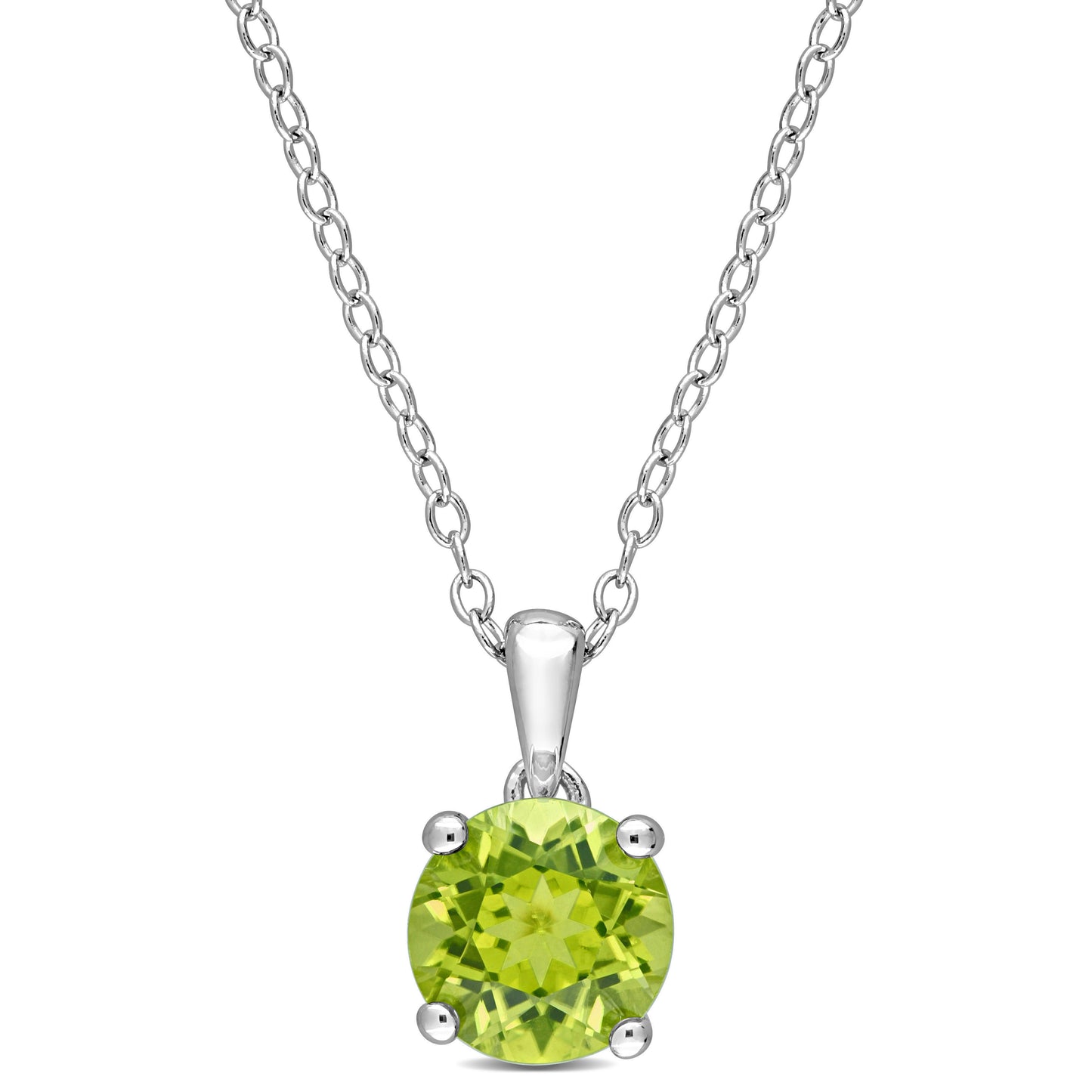 1 1/2ct Peridot Solitaire Pendant in Sterling Silver