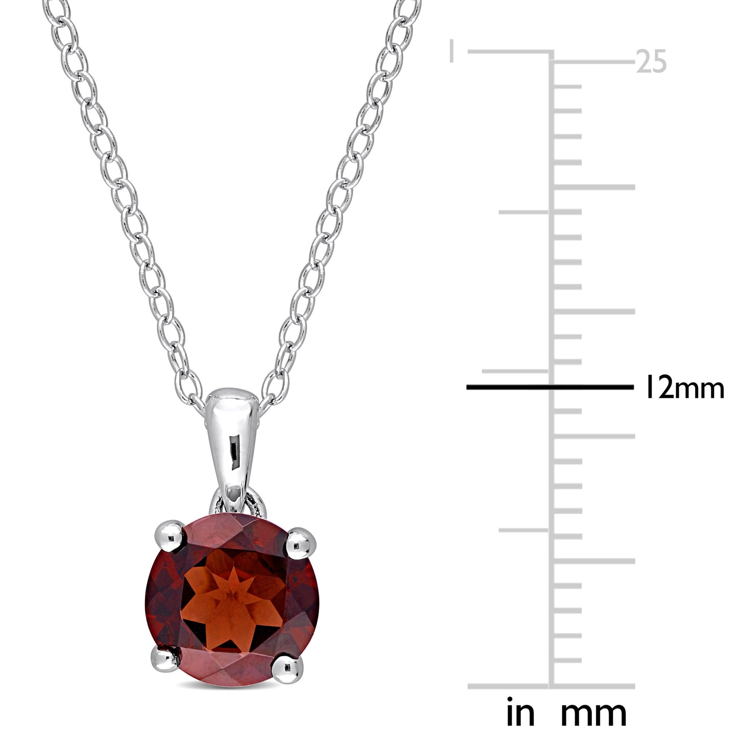 1 5/8ct Garnet Solitaire Necklace in Sterling Silver