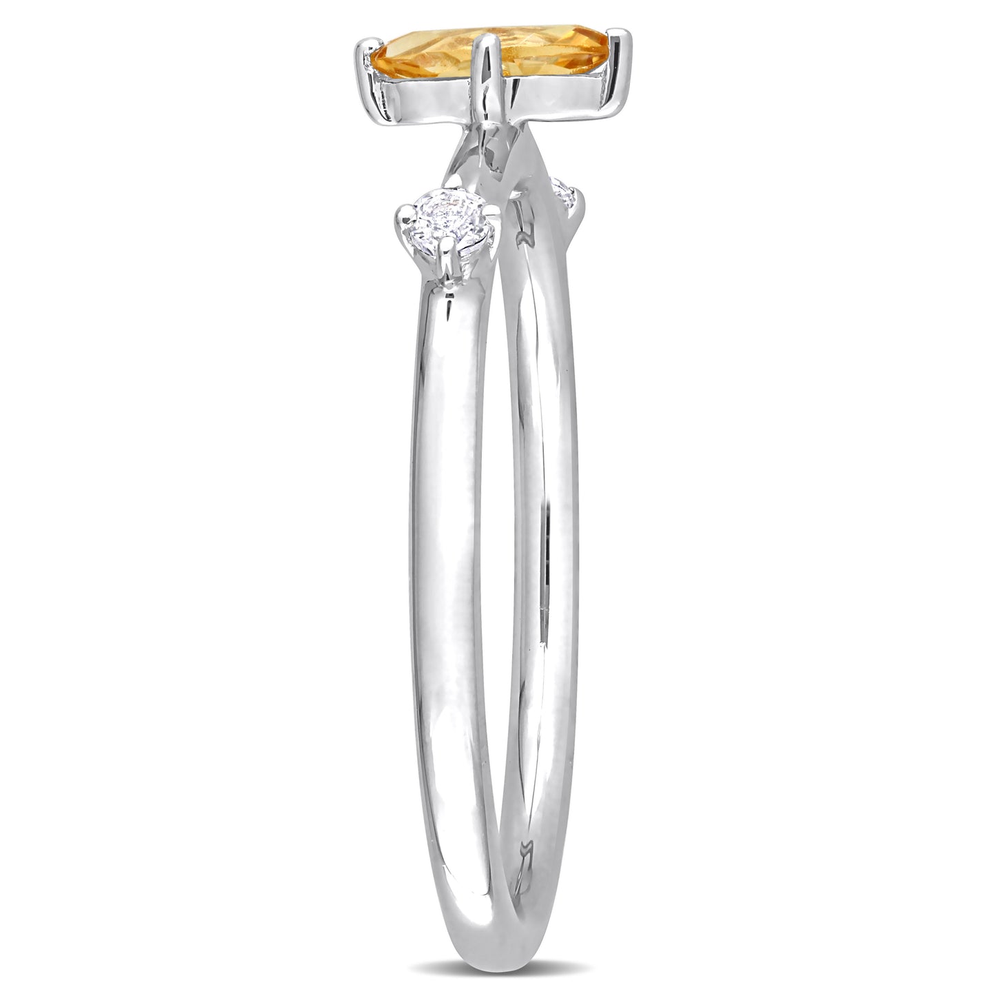 Marquise Cut Citrine & White Topaz Ring in Sterling Silver