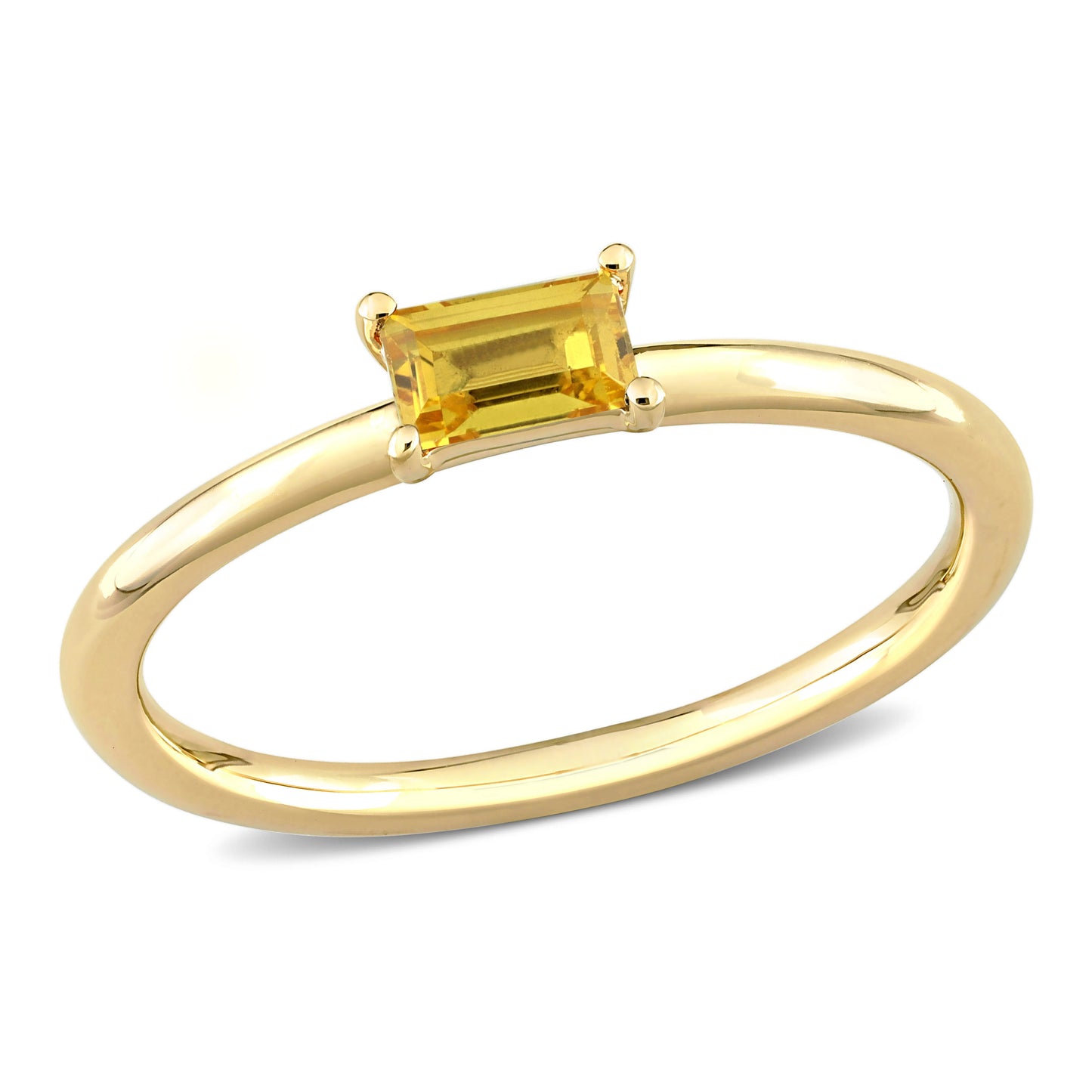 Baguette Cut Yellow Sapphire Ring in 10k Yellow Gold