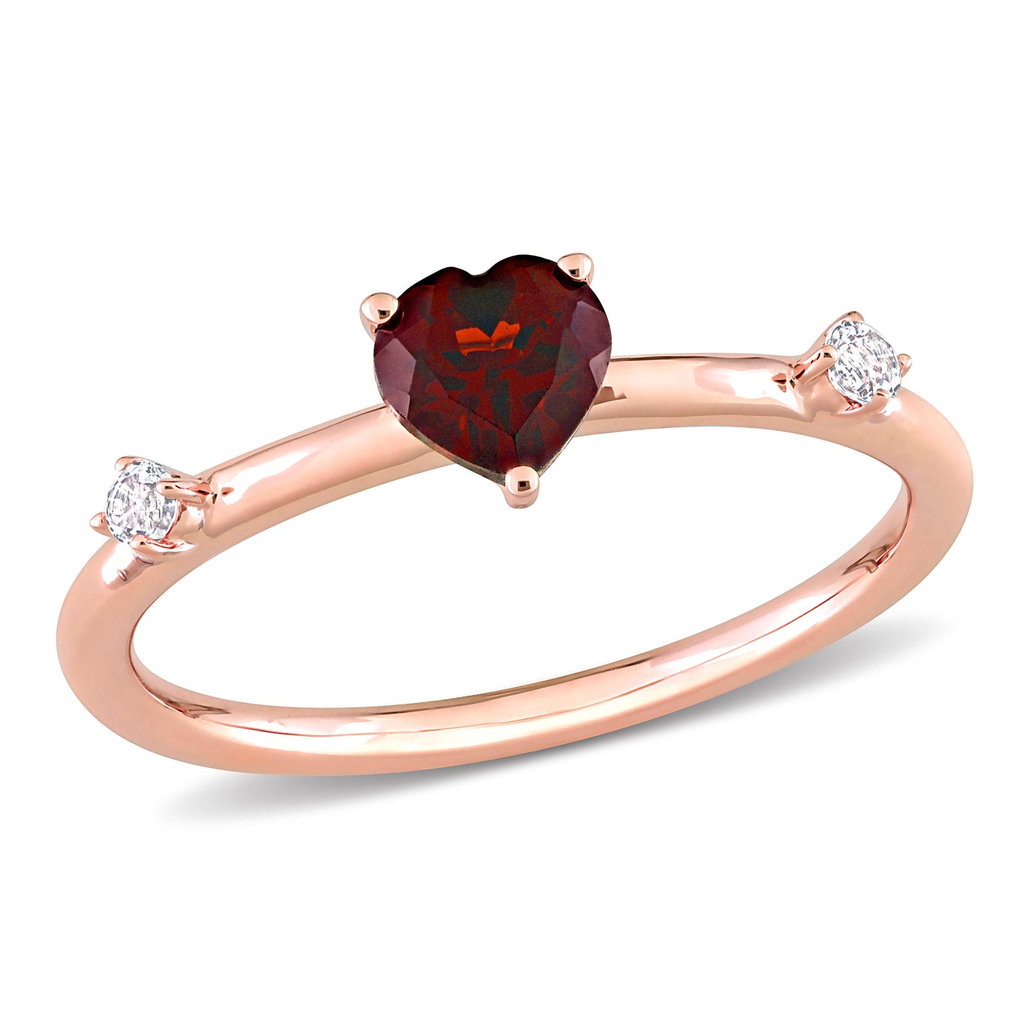 Heart Cut Garnet & White Topaz Ring in 10k Rose Gold