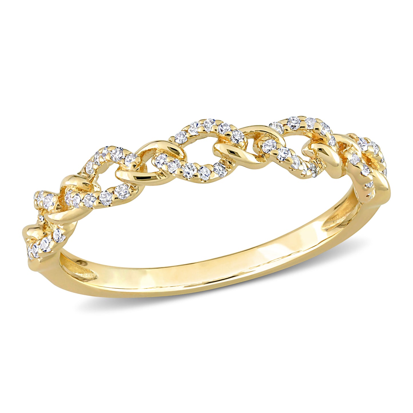 Link Chain Diamond Ring in 10k Yellow Gold