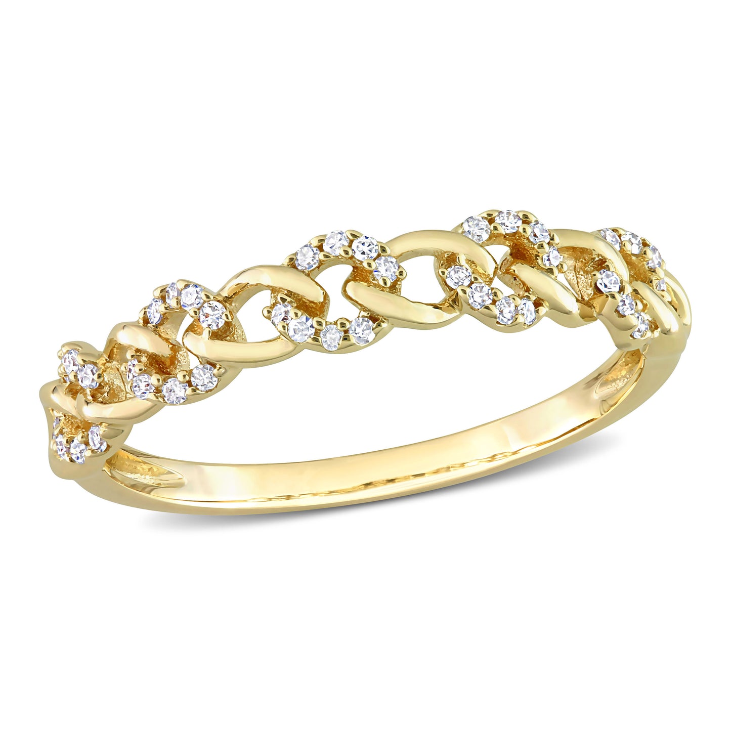 Link Diamond Ring in 14k Yellow Gold