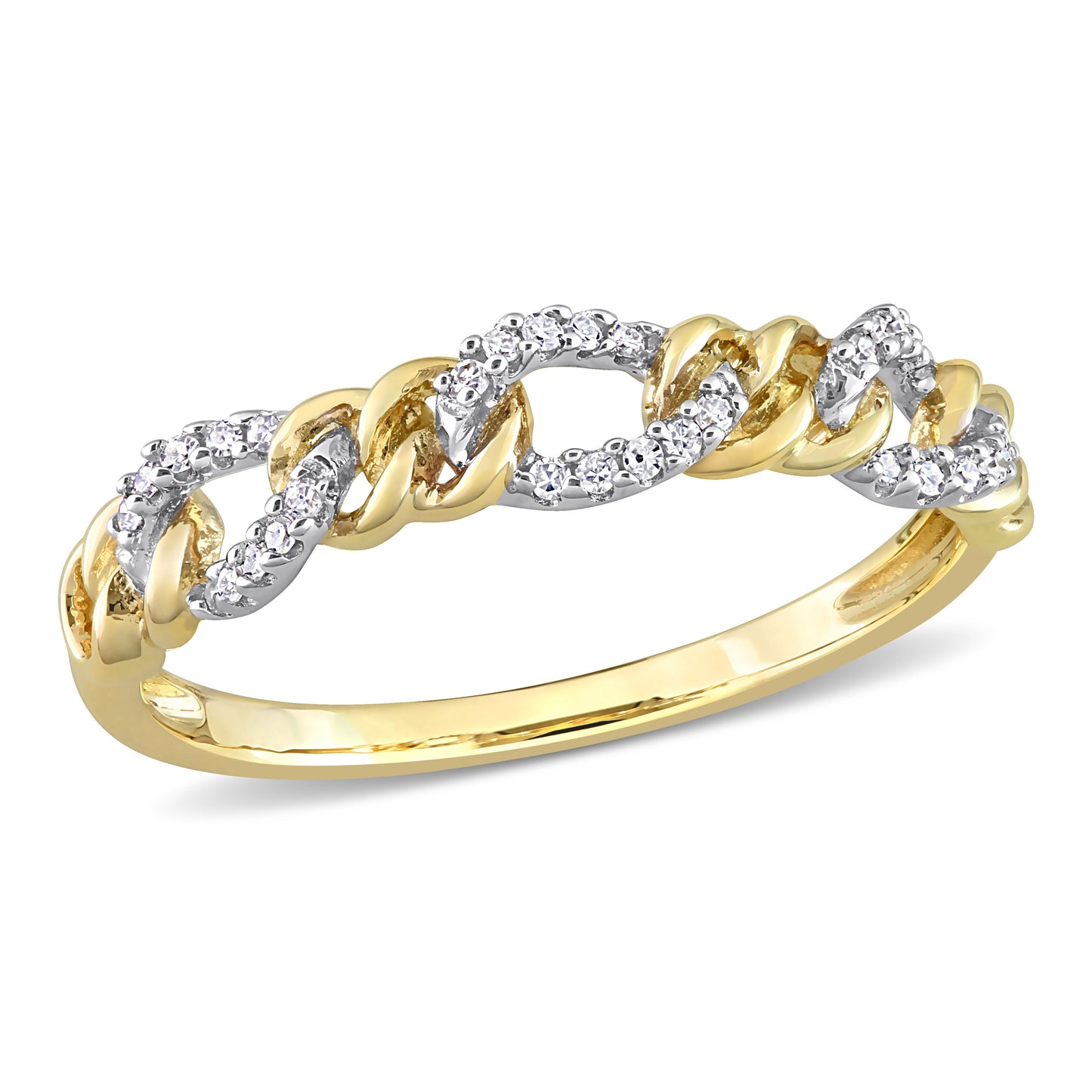 Two-Tone Oval Link Diamond Ring in 14k Gold